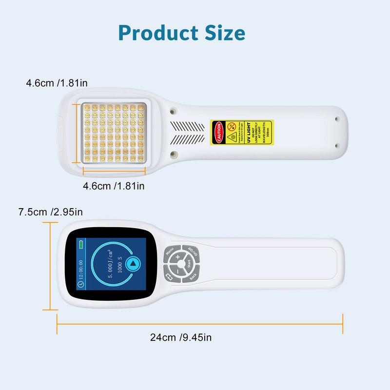 Handheld Excimer UVB Light Therapy 308nm Home Phototherapy Device –Relief for Vitiligo, Psoriasis & Dermatitis