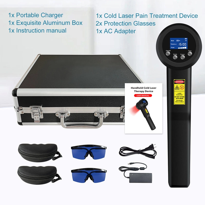 ZJKC Upgraded Cold Laser Pain Treatment Device, 3-12W DIY Wavelength Red Light Therapy Device for Relieving Muscle, Joints & Knees Pain
