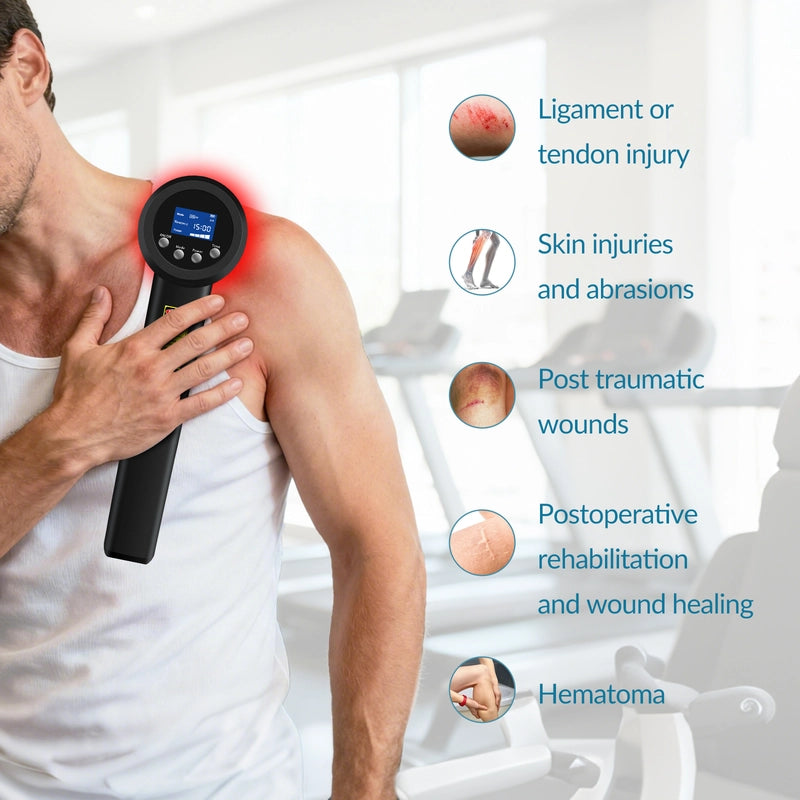 ZJKC Upgraded Cold Laser Pain Treatment Device, 3-12W DIY Wavelength Red Light Therapy Device for Relieving Muscle, Joints & Knees Pain